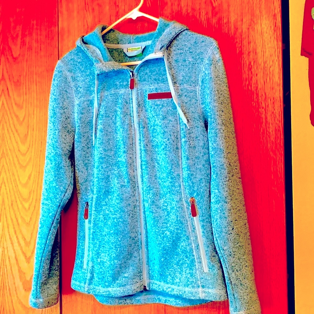 Kilimanjaro Passo 38 / L full zip knit fleece hoodie jacket teal blue marl EUC